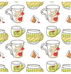 Seamless Pattern On The Fun Cups For Tea