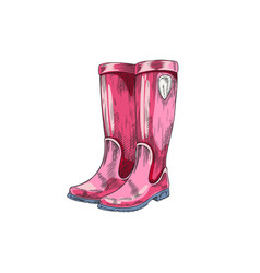 Colorful Pink Welly Boots With Engraving Hand