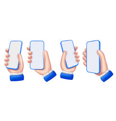 Mobile Phone In Hand Mockup Cartoon Holding