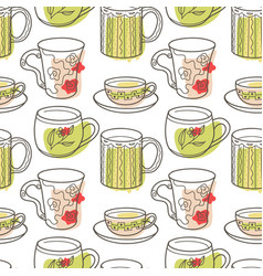 Seamless Pattern On The Fun Cups For Tea