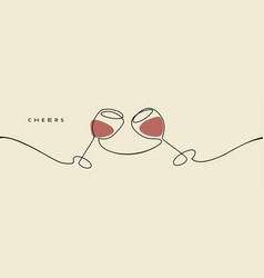 Wine Cheers Wall Art With Continuous One Line