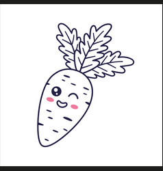 Cute Kawaii Carrot Cartoon Line Art