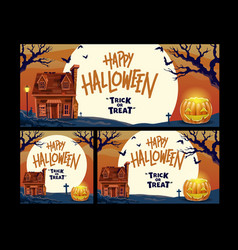 Set Of Halloween Banner Of Horror House