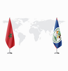 Morocco And Belize Flags For Official Meeting