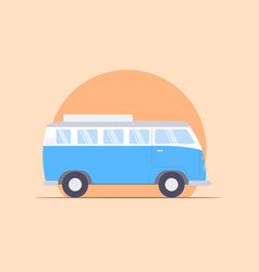 Vintage Blue Microbus Camper Van For Travel