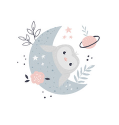 A Cute Owl On Moon