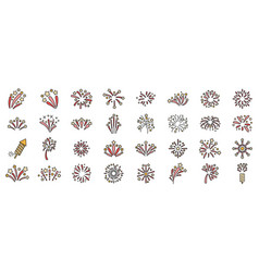 Firework Icons Set Color Line