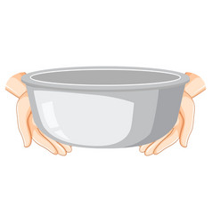 Hands Holding Stainless Steel Bowl