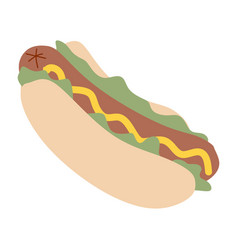 Hotdog Isolated Flat Fast Food