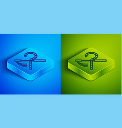 Isometric Line Crook And Flail Icon Isolated