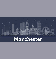 Outline Manchester Uk City Skyline With White