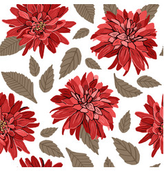 Seamless Floral Pattern Of Red Dahlia Flowers