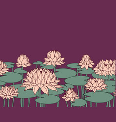 Seamless Pattern Water Lily Flowers Lotus