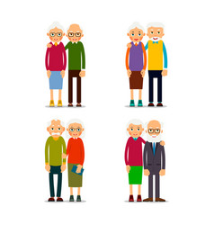 Four Couple Older People People Stand In Pairs