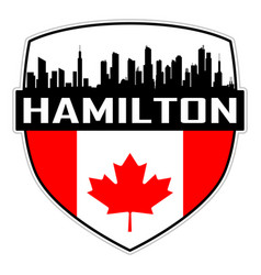 Hamilton Skyline Silhouette Canada Flag Travel