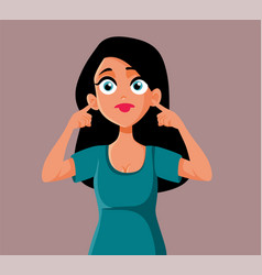 Woman Plugging Her Ears Cartoon