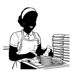 African American Woman In Apron Making Pancakes