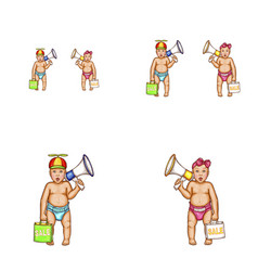 Baby Girl Boy Megaphone Avatar Icons