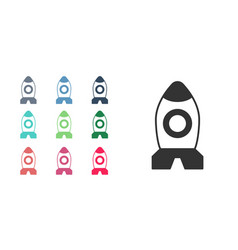 Black Rocket Ship Toy Icon Isolated On White