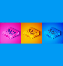 Isometric Line Stereo Speaker Icon Isolated