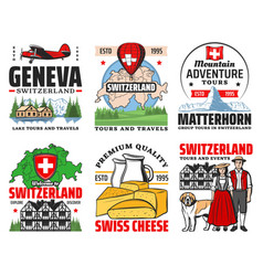 Switzerland Travel Swiss Alps Mountain Map Flag