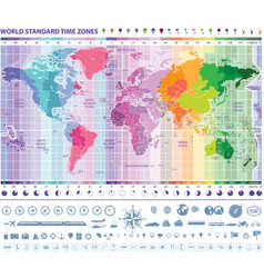 World Standard Time Zones Map With Clocks