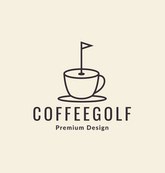 Coffee Cup With Flag Golf Logo Design Graphic