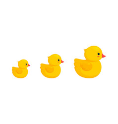 Rubber Duck Family With Two Ducklings Isolated