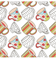 Seamless Pattern On The Fun Cups For Tea