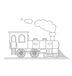 Steam Train Side View Outline Isolated On White