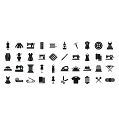 Fashion Workshop Icons Set Simple Sewing