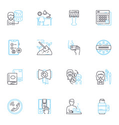 Workplace Linear Icons Set Office Cubicle