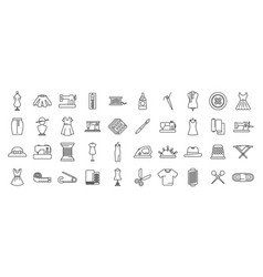 Fashion Workshop Icons Set Outline Sewing