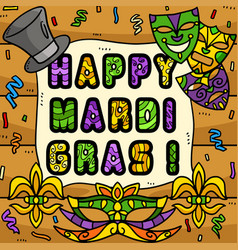 Happy Mardi Gras Colored Cartoon