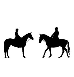 Jockey Couple Woman Man Riding Horse Silhouette