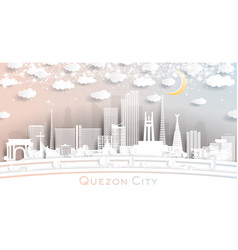 Quezon City Philippines Skyline In Paper Cut