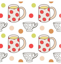 Seamless Pattern On The Fun Cups For Tea