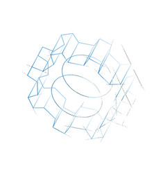 3d Gear Wheel Rendering Of Wire-frame