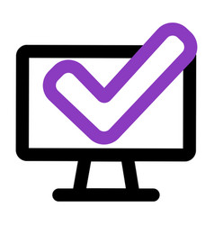 Computer Icon With Checkmark Outline