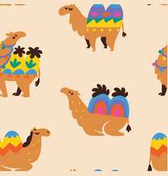Cute camels seamless pattern flat design Vector Image