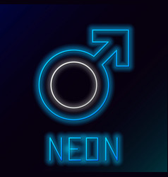 Glowing Neon Line Male Gender Symbol Icon Isolated