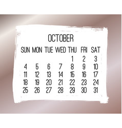 October Year 2020 Monthly Rose Golden Calendar