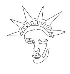 One Line Statue Of Liberty Face Minimalist