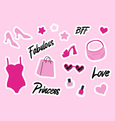 Set Of Cute Trendy Girly Pink Stickers Bag