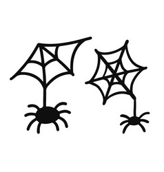 Monochrome Cobweb Spider Web Doodle Icons Set