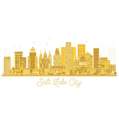 Salt Lake City Utah City Skyline With Golden