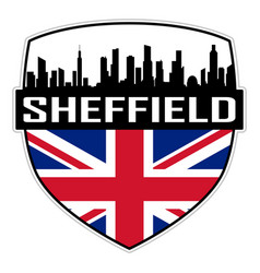 Sheffield Skyline Silhouette Uk Flag Travel Badge