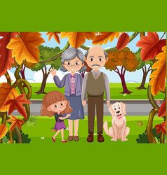 Elderly Couple With Their Grandchild And Dog