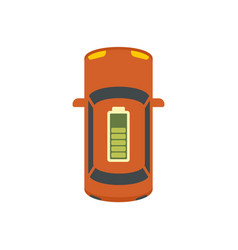 Top View Electric Car Icon Flat Isolated