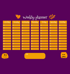 Weekly Planner Kids Template With Pumpkin